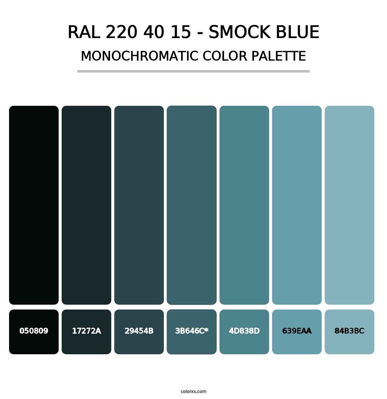 RAL 220 40 15 - Smock Blue - Monochromatic Color Palette