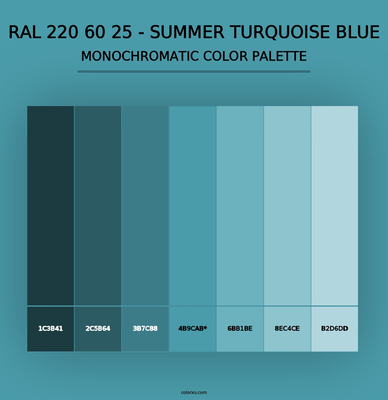 RAL 220 60 25 - Summer Turquoise Blue - Monochromatic Color Palette