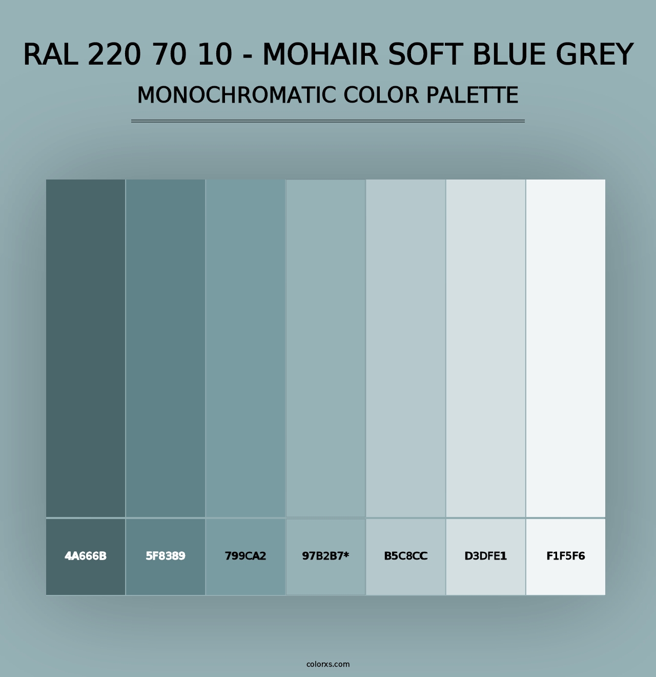 RAL 220 70 10 - Mohair Soft Blue Grey - Monochromatic Color Palette