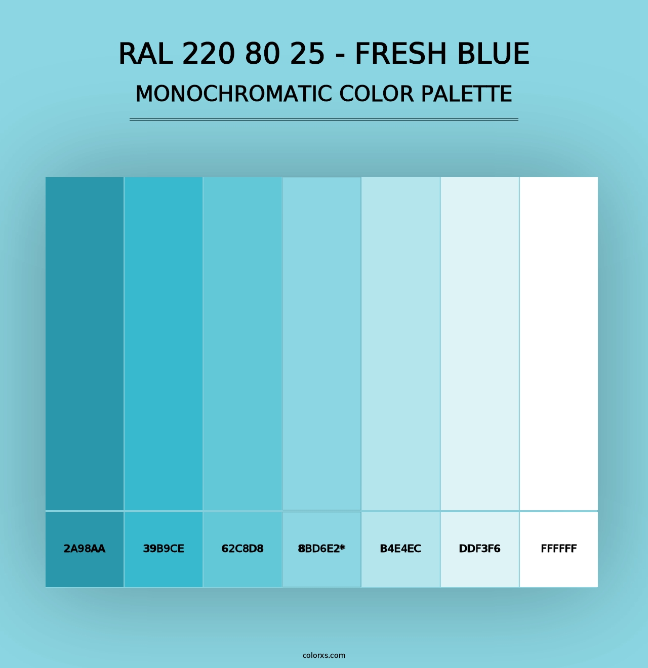 RAL 220 80 25 - Fresh Blue - Monochromatic Color Palette