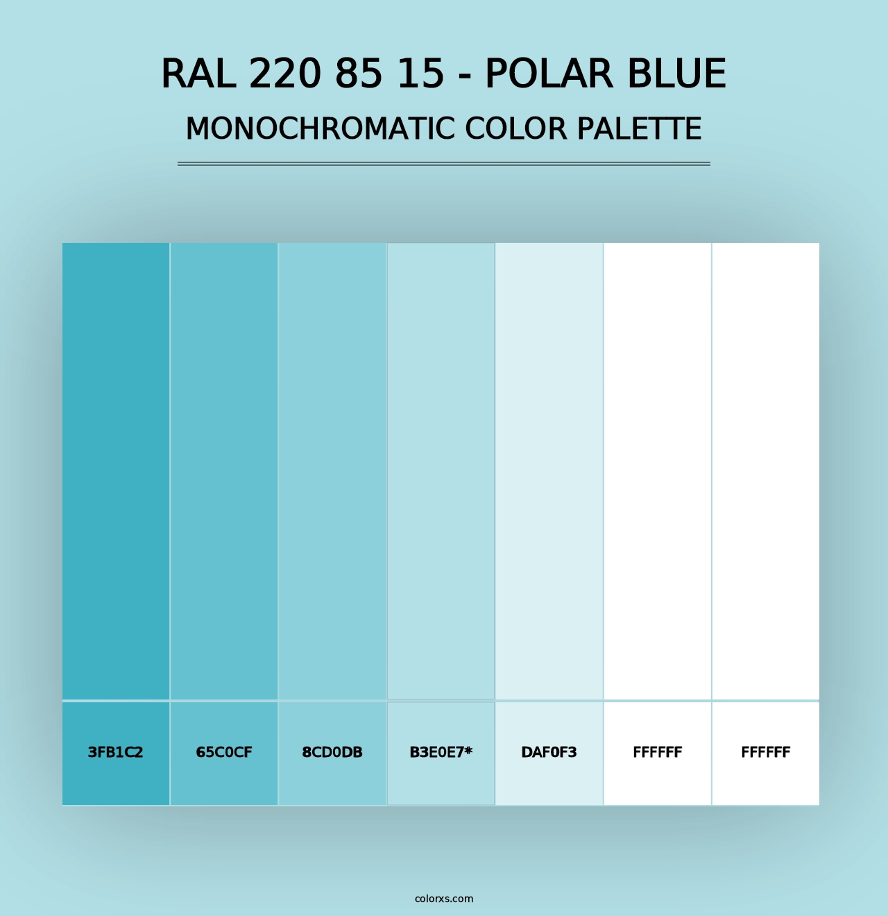 RAL 220 85 15 - Polar Blue - Monochromatic Color Palette