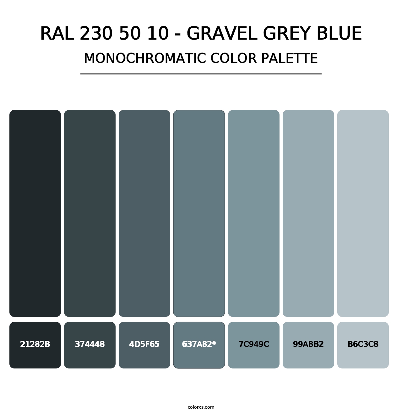 RAL 230 50 10 - Gravel Grey Blue - Monochromatic Color Palette