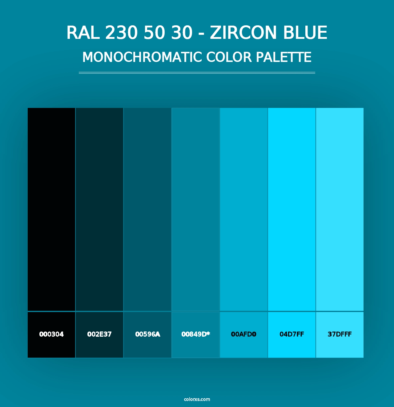 RAL 230 50 30 - Zircon Blue - Monochromatic Color Palette