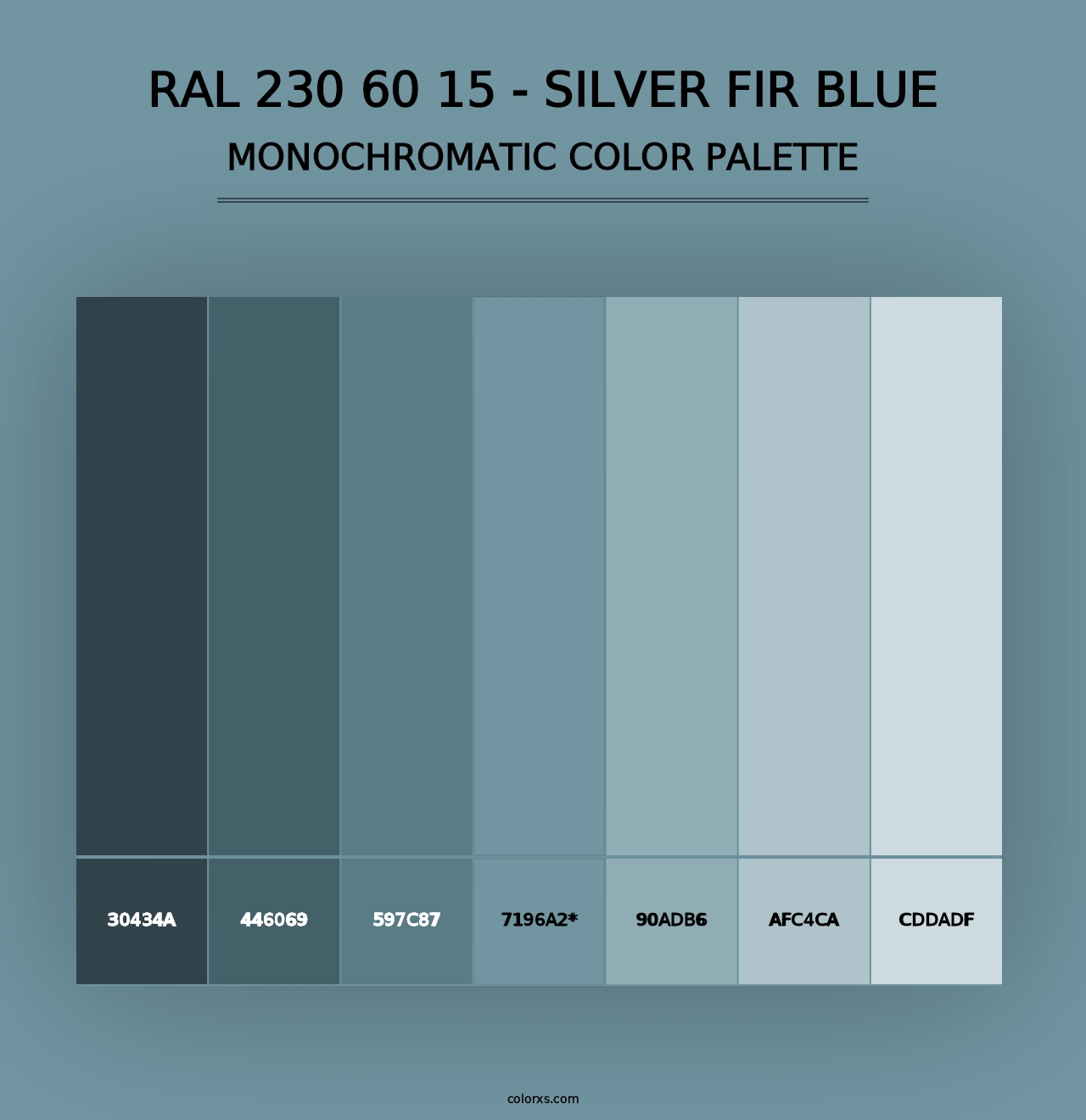 RAL 230 60 15 - Silver Fir Blue - Monochromatic Color Palette