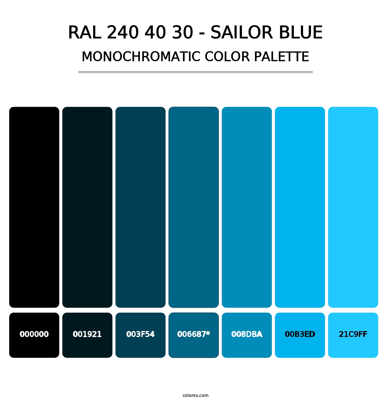 RAL 240 40 30 - Sailor Blue - Monochromatic Color Palette