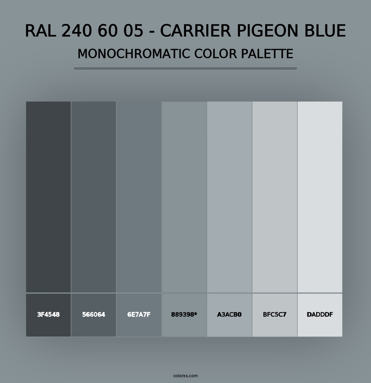 RAL 240 60 05 - Carrier Pigeon Blue - Monochromatic Color Palette