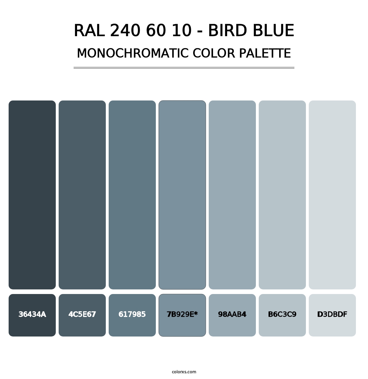 RAL 240 60 10 - Bird Blue - Monochromatic Color Palette