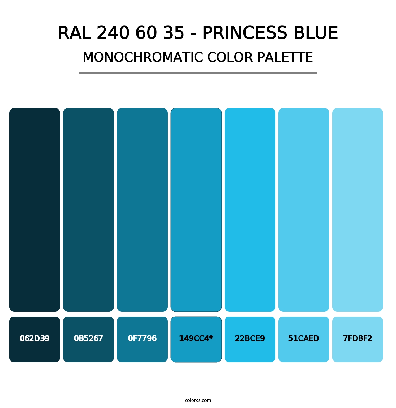 RAL 240 60 35 - Princess Blue - Monochromatic Color Palette