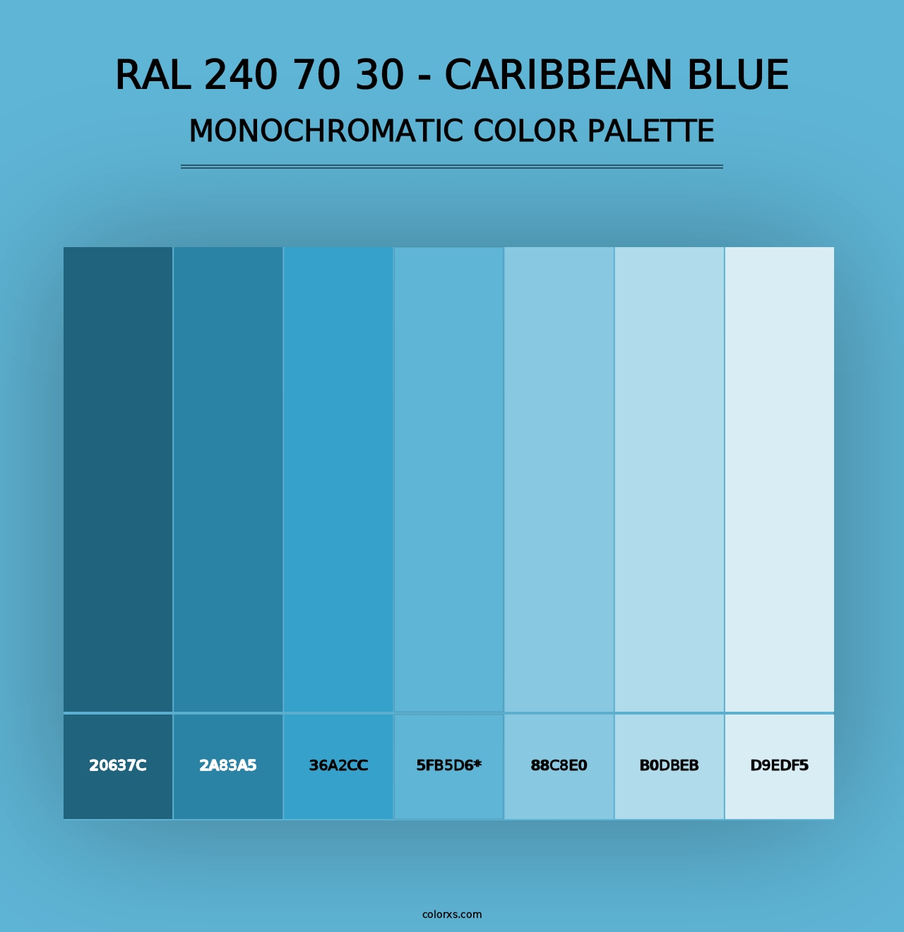 RAL 240 70 30 - Caribbean Blue - Monochromatic Color Palette