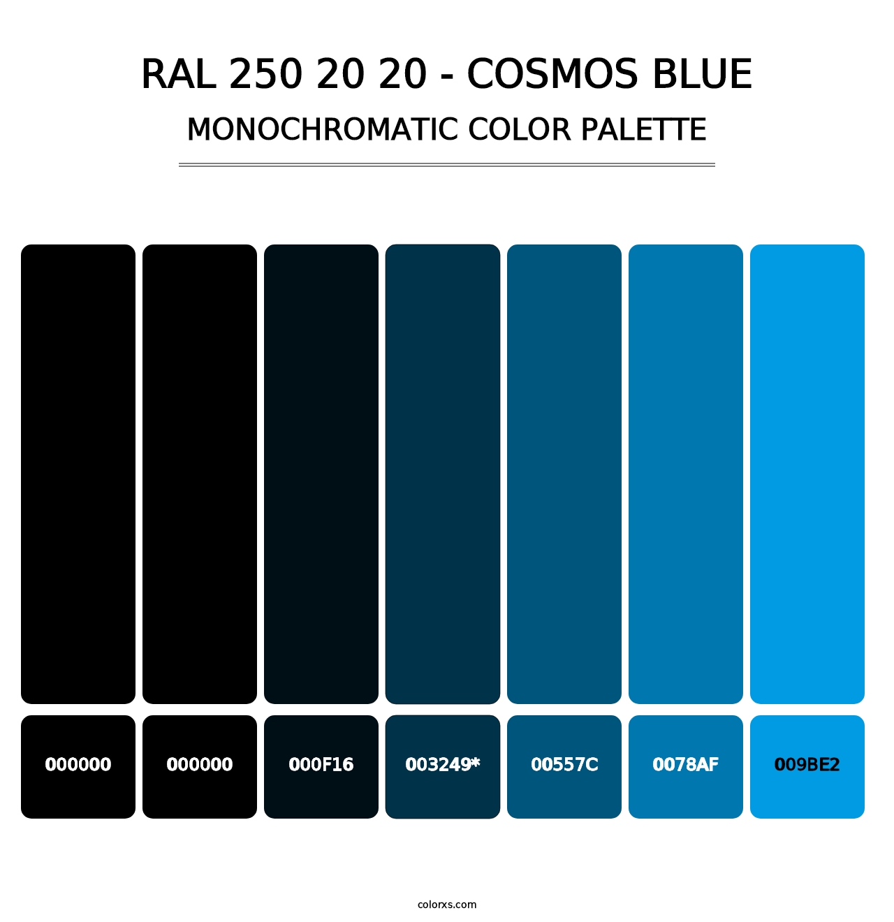 RAL 250 20 20 - Cosmos Blue - Monochromatic Color Palette