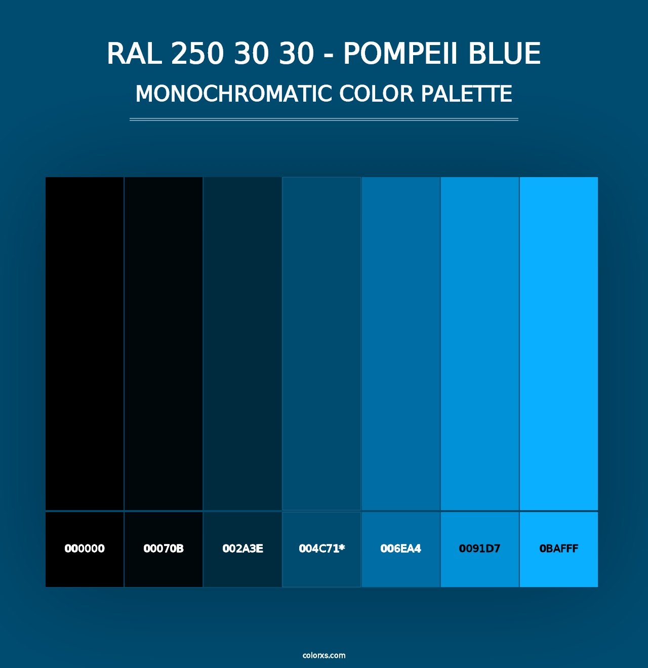 RAL 250 30 30 - Pompeii Blue - Monochromatic Color Palette