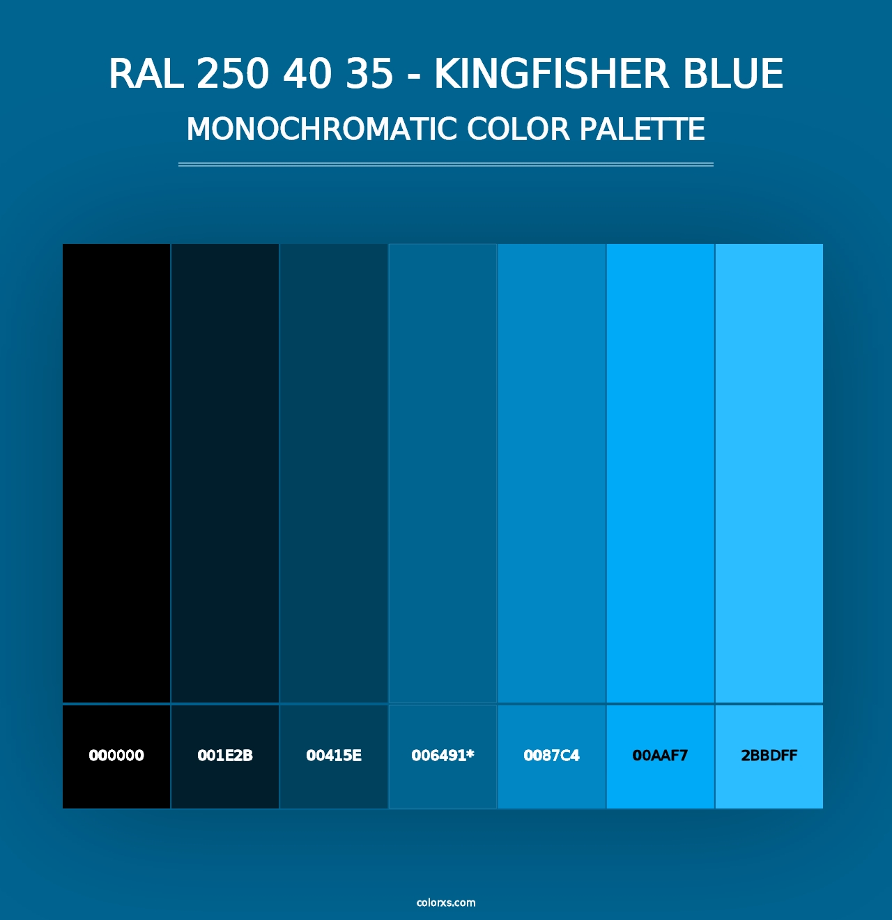 RAL 250 40 35 - Kingfisher Blue - Monochromatic Color Palette