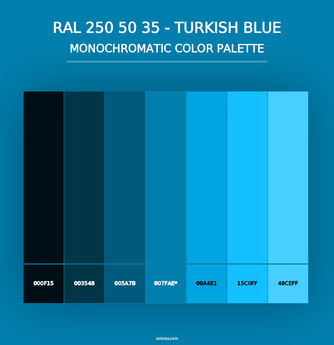 RAL 250 50 35 - Turkish Blue - Monochromatic Color Palette