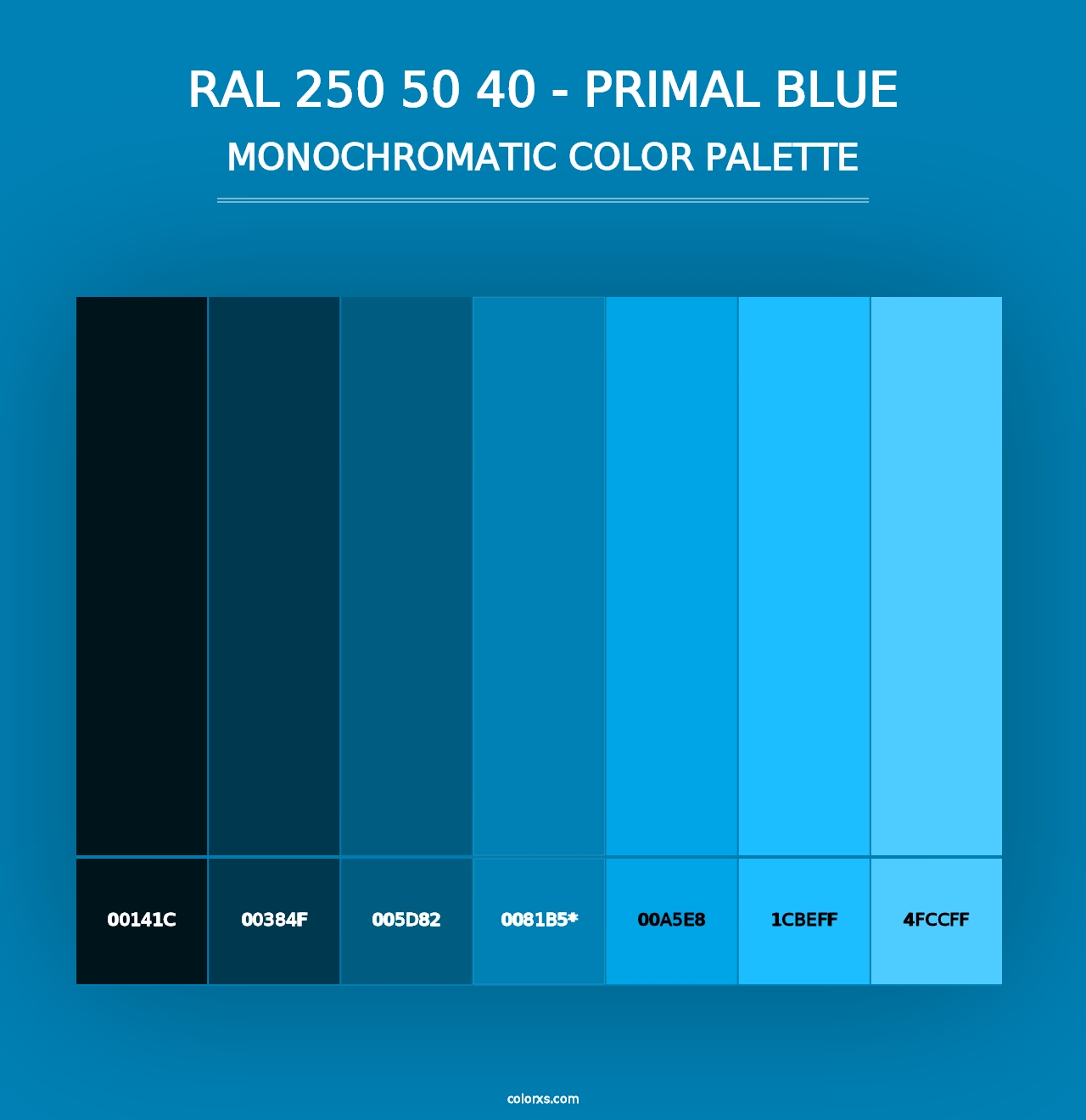 RAL 250 50 40 - Primal Blue - Monochromatic Color Palette