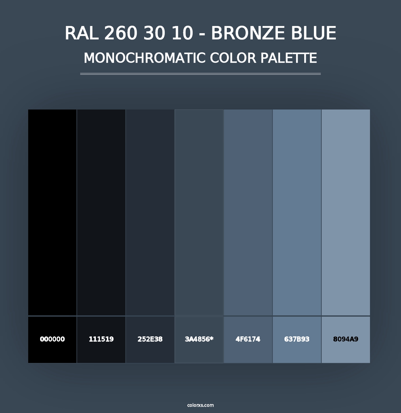 RAL 260 30 10 - Bronze Blue - Monochromatic Color Palette