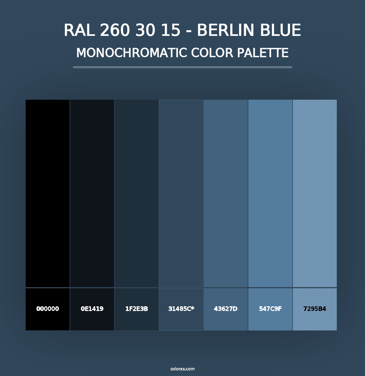 RAL 260 30 15 - Berlin Blue - Monochromatic Color Palette