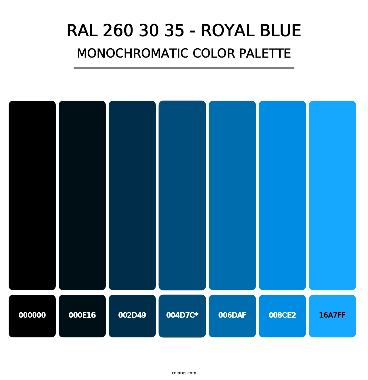 RAL 260 30 35 - Royal Blue - Monochromatic Color Palette