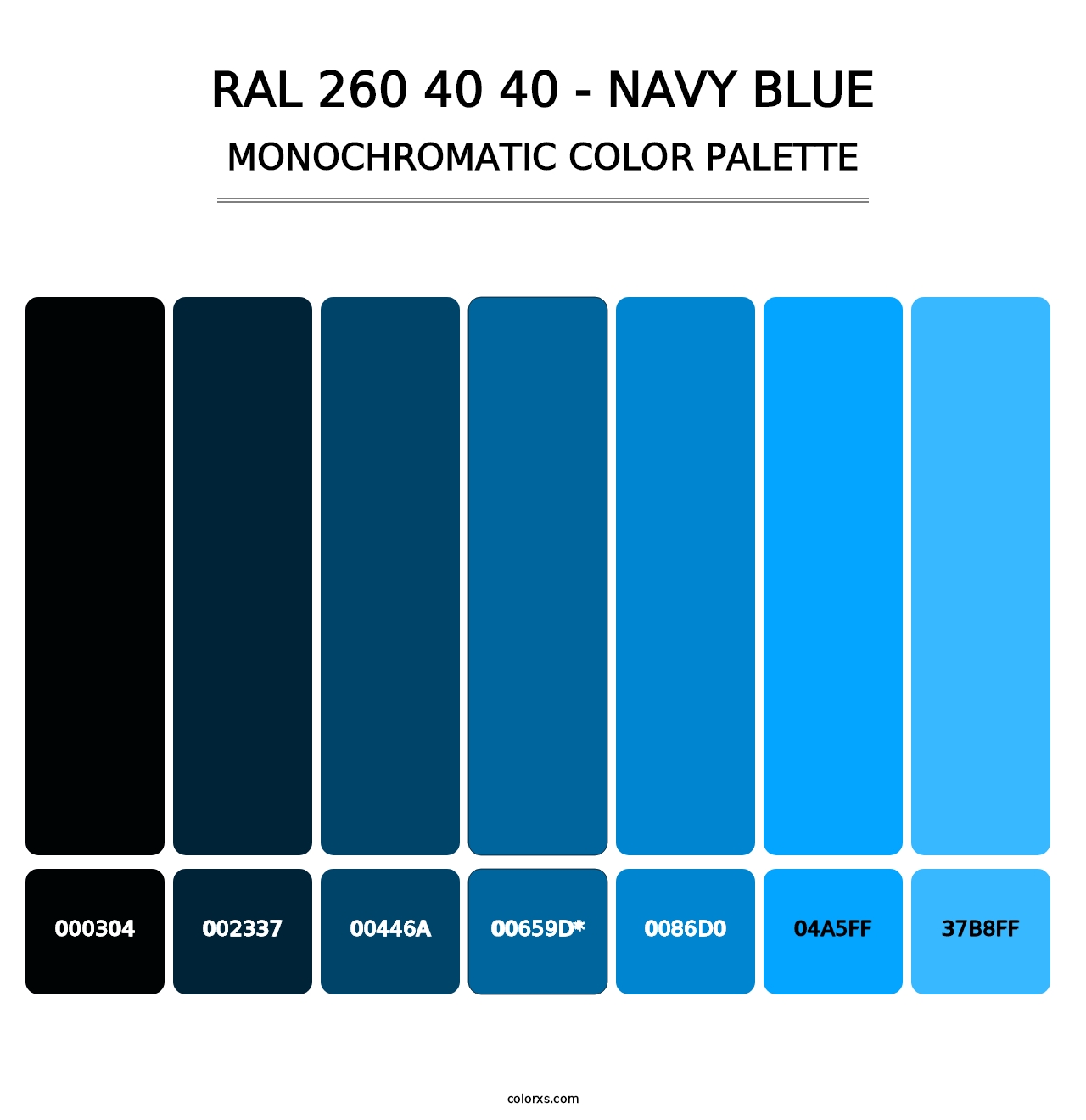 RAL 260 40 40 - Navy Blue - Monochromatic Color Palette