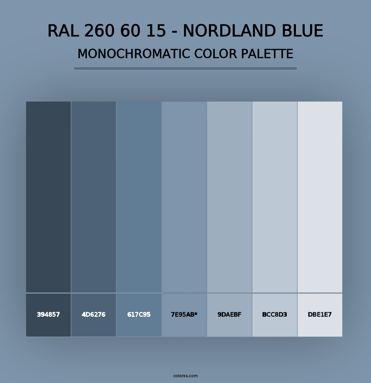 RAL 260 60 15 - Nordland Blue - Monochromatic Color Palette