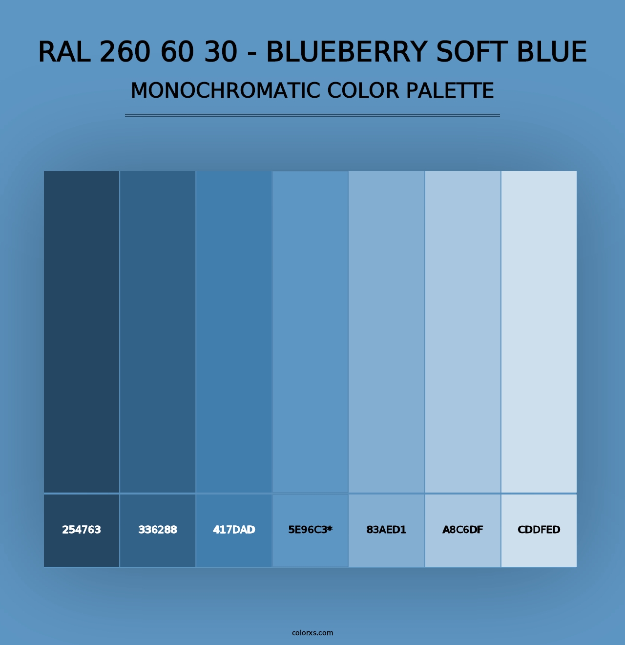 RAL 260 60 30 - Blueberry Soft Blue - Monochromatic Color Palette