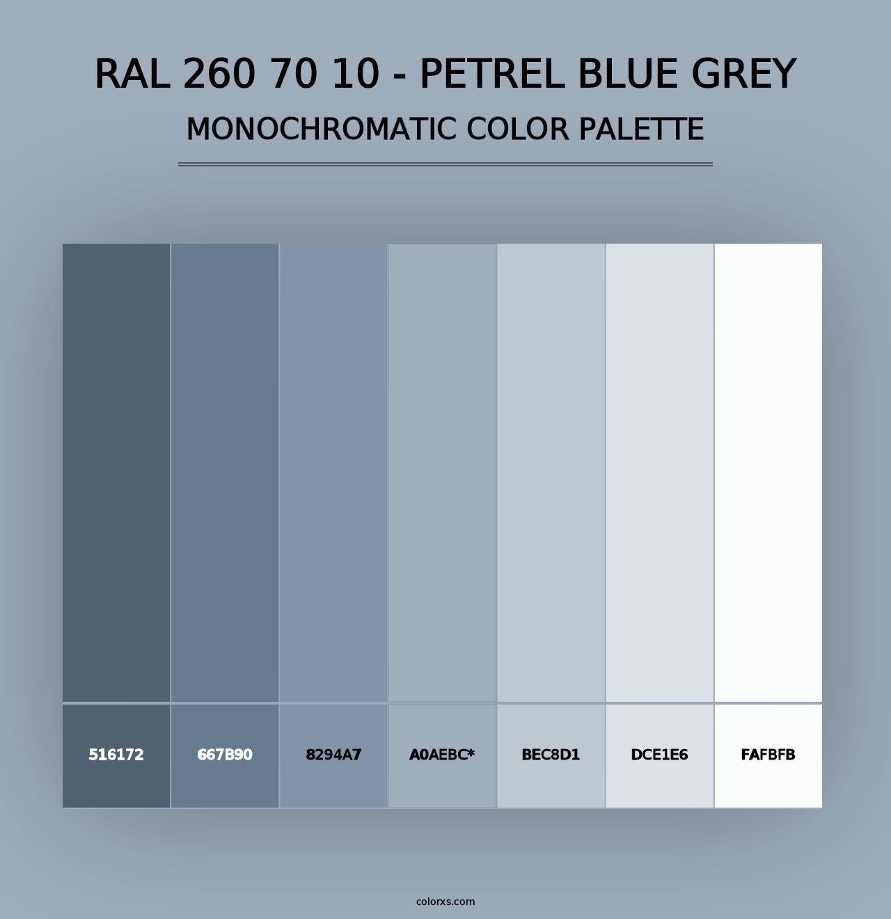 RAL 260 70 10 - Petrel Blue Grey - Monochromatic Color Palette