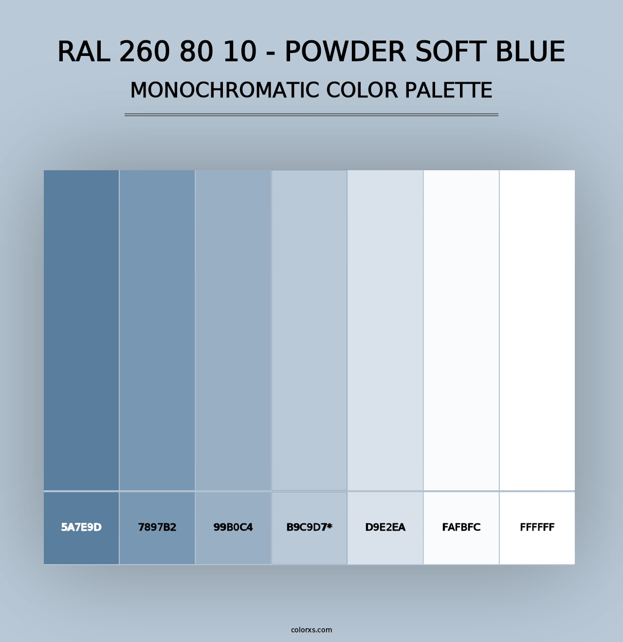 RAL 260 80 10 - Powder Soft Blue - Monochromatic Color Palette