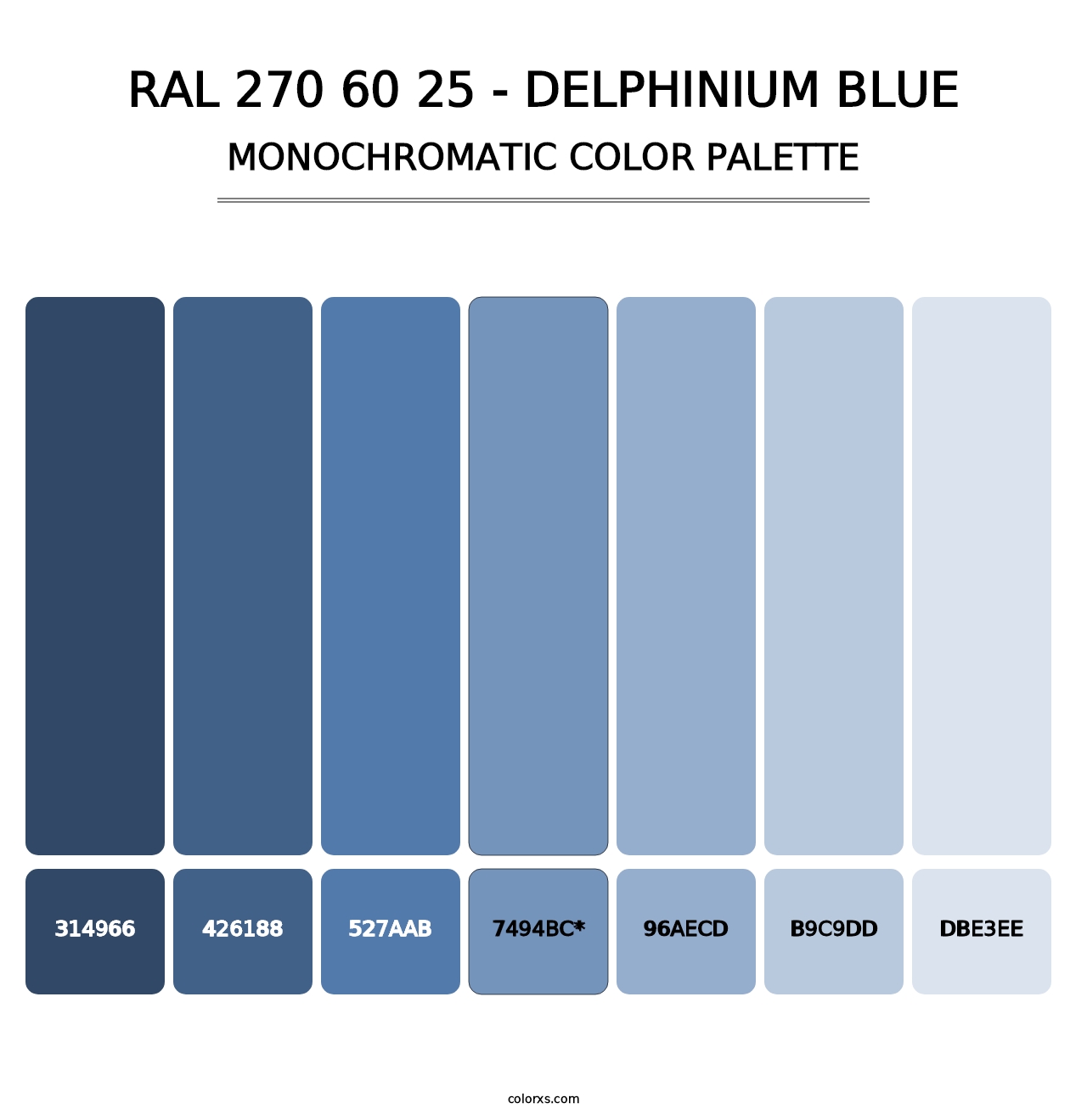 RAL 270 60 25 - Delphinium Blue - Monochromatic Color Palette