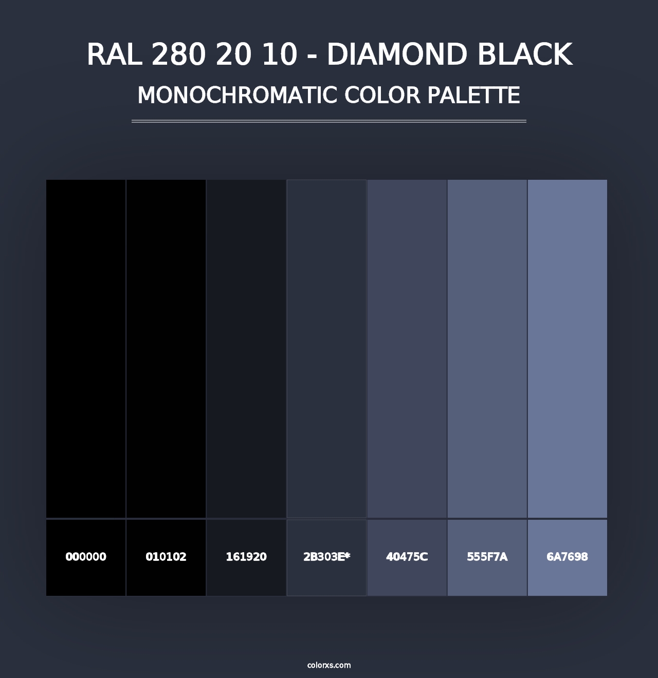 RAL 280 20 10 - Diamond Black - Monochromatic Color Palette