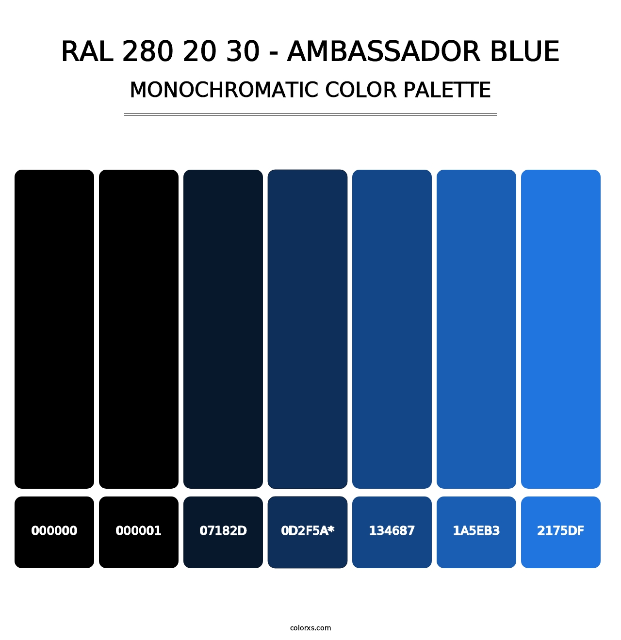 RAL 280 20 30 - Ambassador Blue - Monochromatic Color Palette