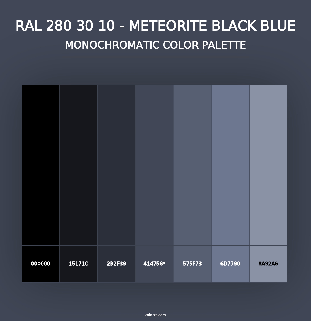 RAL 280 30 10 - Meteorite Black Blue - Monochromatic Color Palette