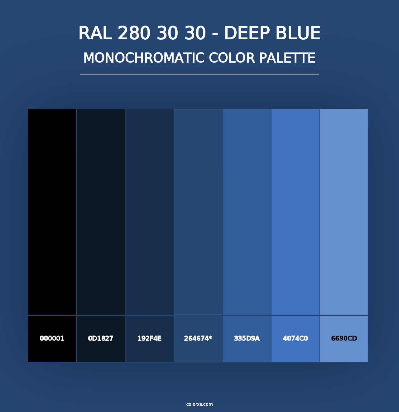 RAL 280 30 30 - Deep Blue - Monochromatic Color Palette