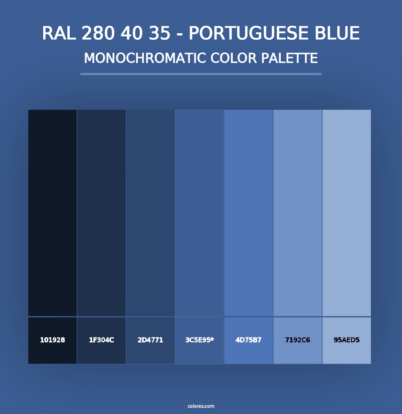 RAL 280 40 35 - Portuguese Blue - Monochromatic Color Palette