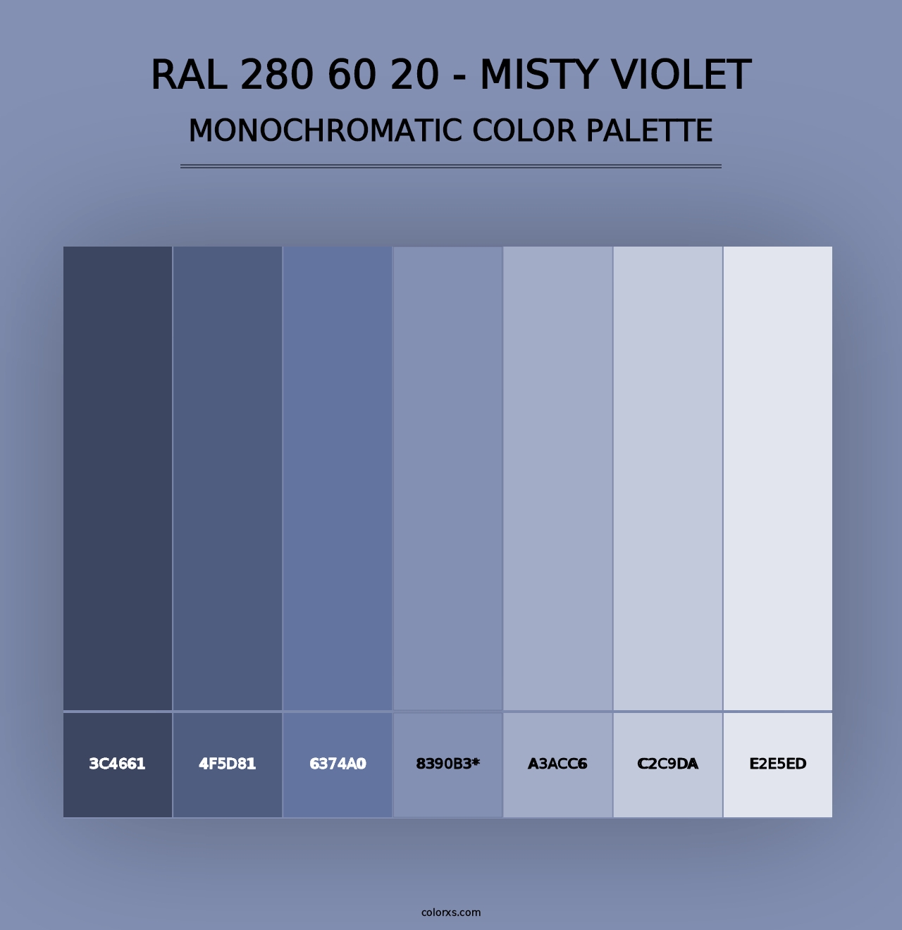 RAL 280 60 20 - Misty Violet - Monochromatic Color Palette