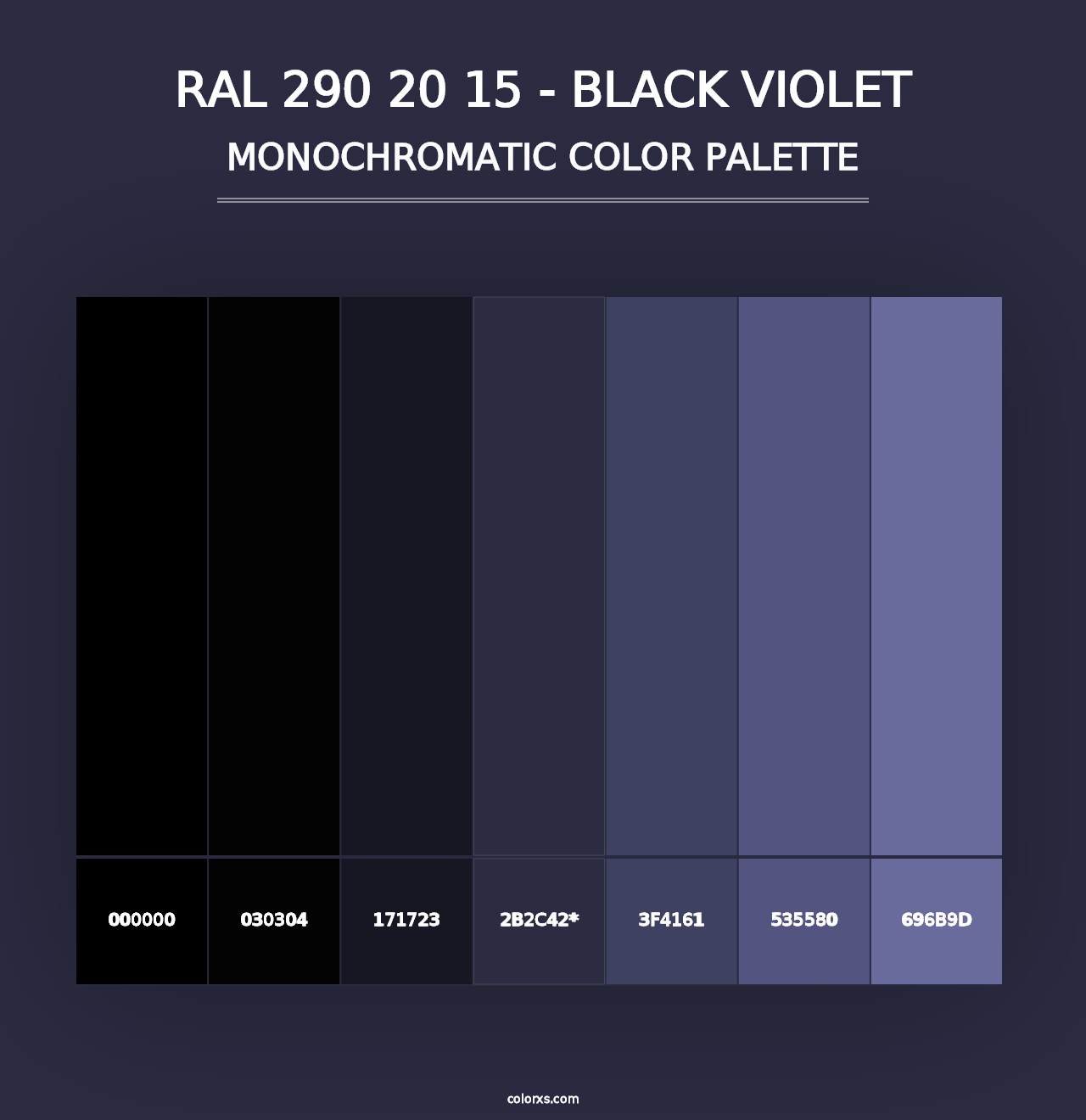 RAL 290 20 15 - Black Violet - Monochromatic Color Palette