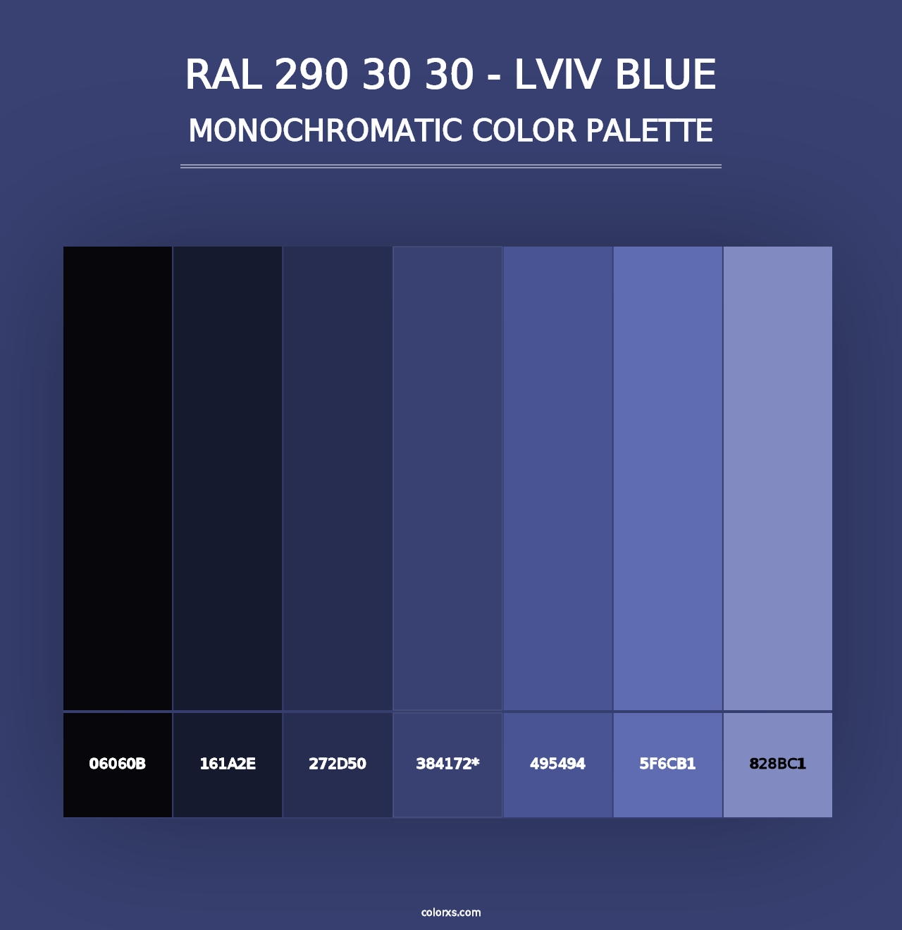 RAL 290 30 30 - Lviv Blue - Monochromatic Color Palette