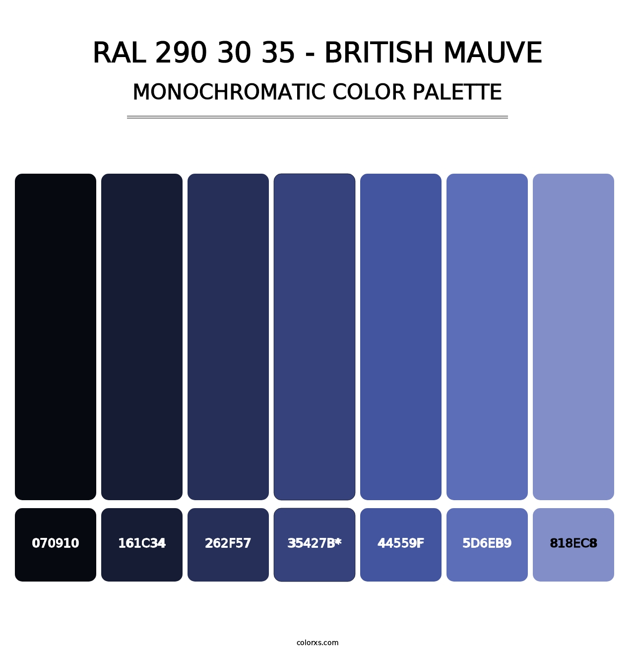 RAL 290 30 35 - British Mauve - Monochromatic Color Palette