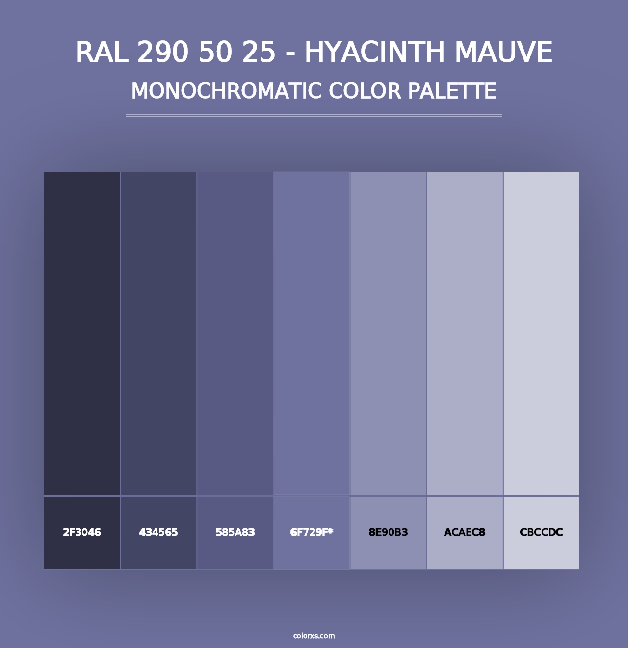 RAL 290 50 25 - Hyacinth Mauve - Monochromatic Color Palette