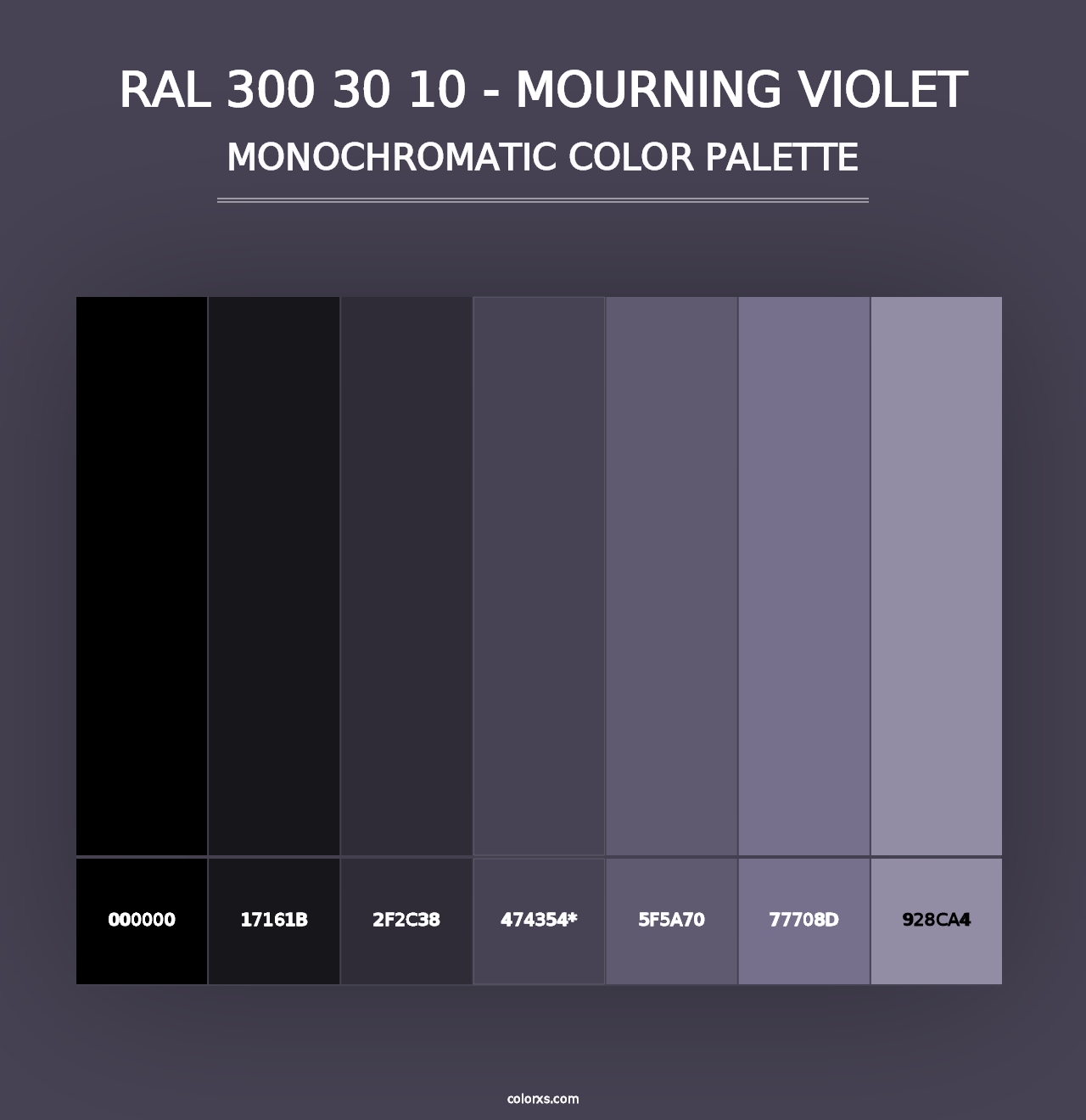 RAL 300 30 10 - Mourning Violet - Monochromatic Color Palette