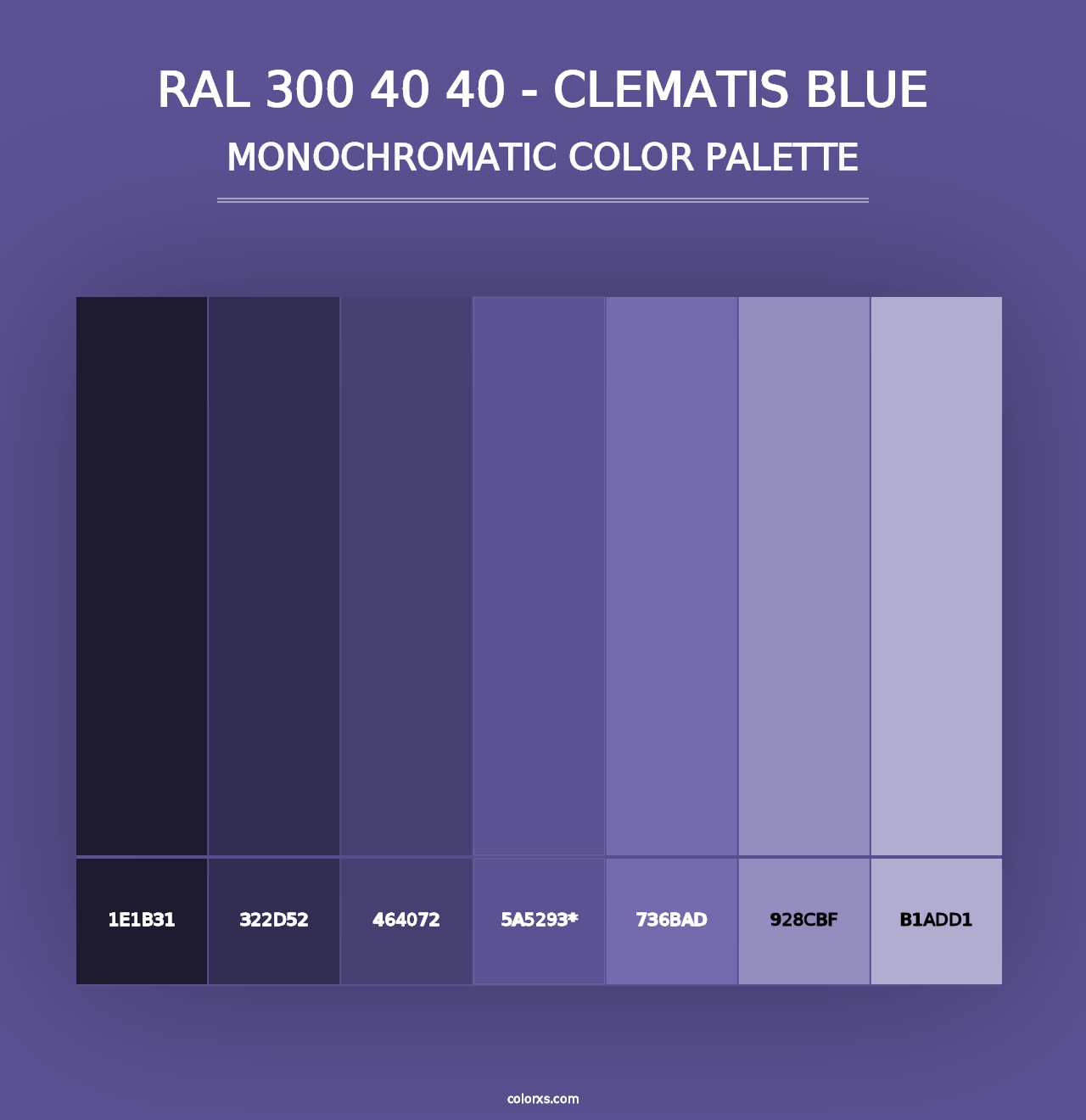 RAL 300 40 40 - Clematis Blue - Monochromatic Color Palette