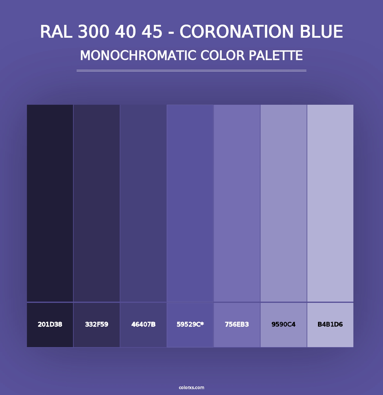 RAL 300 40 45 - Coronation Blue - Monochromatic Color Palette