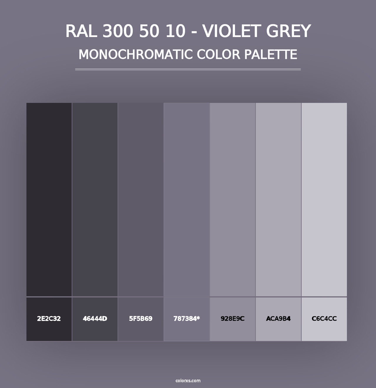 RAL 300 50 10 - Violet Grey - Monochromatic Color Palette