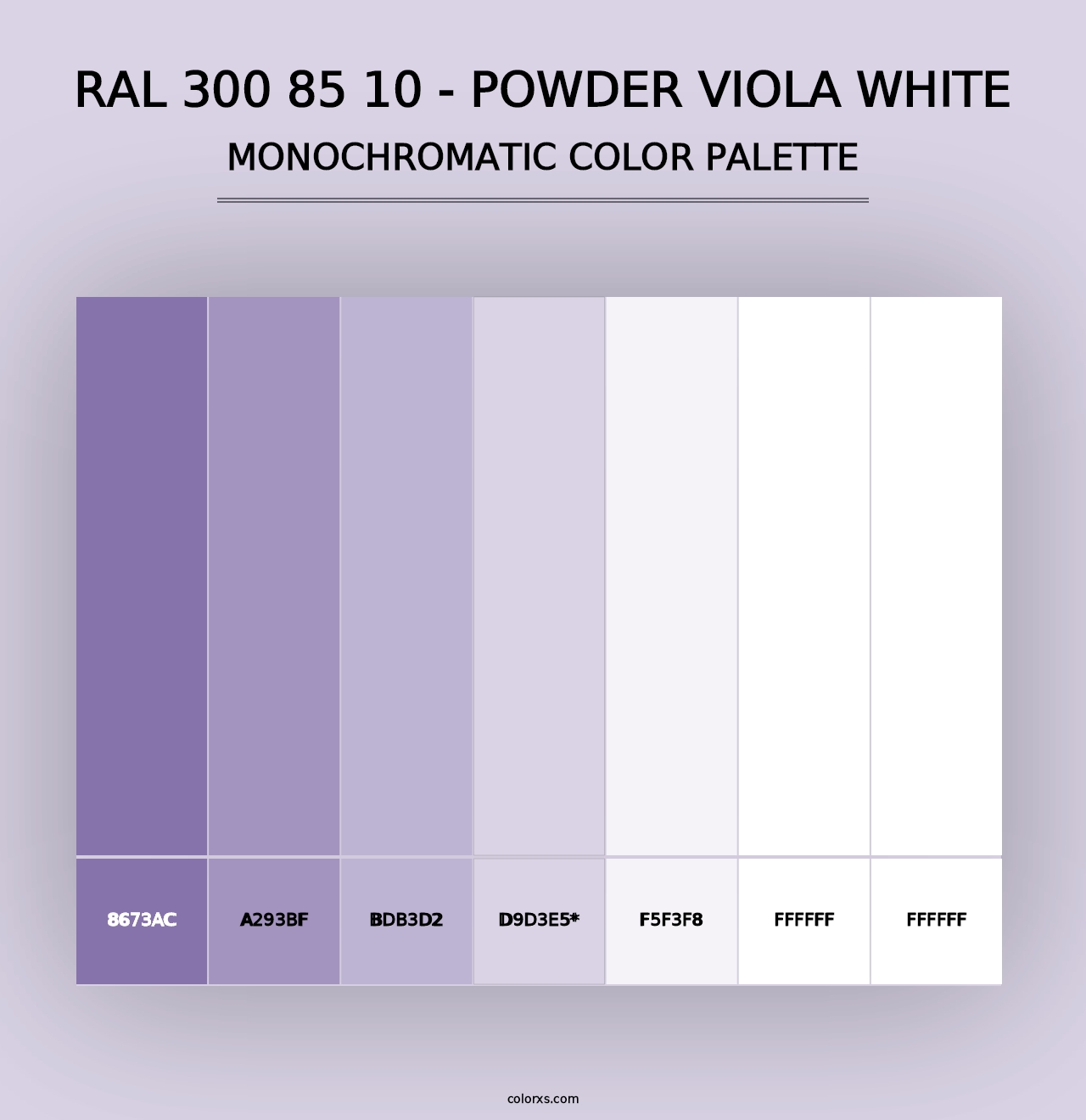 RAL 300 85 10 - Powder Viola White - Monochromatic Color Palette