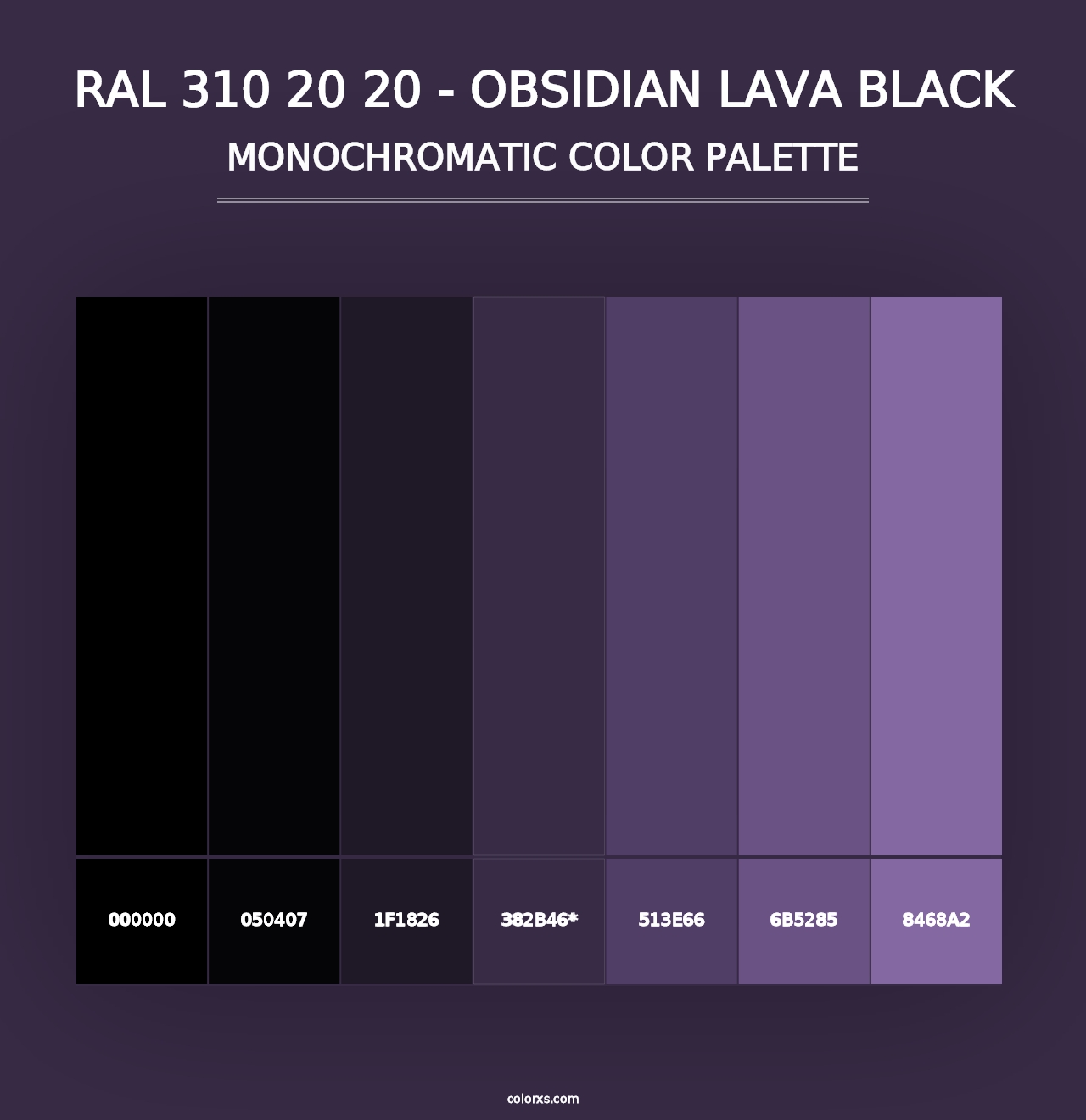 RAL 310 20 20 - Obsidian Lava Black - Monochromatic Color Palette