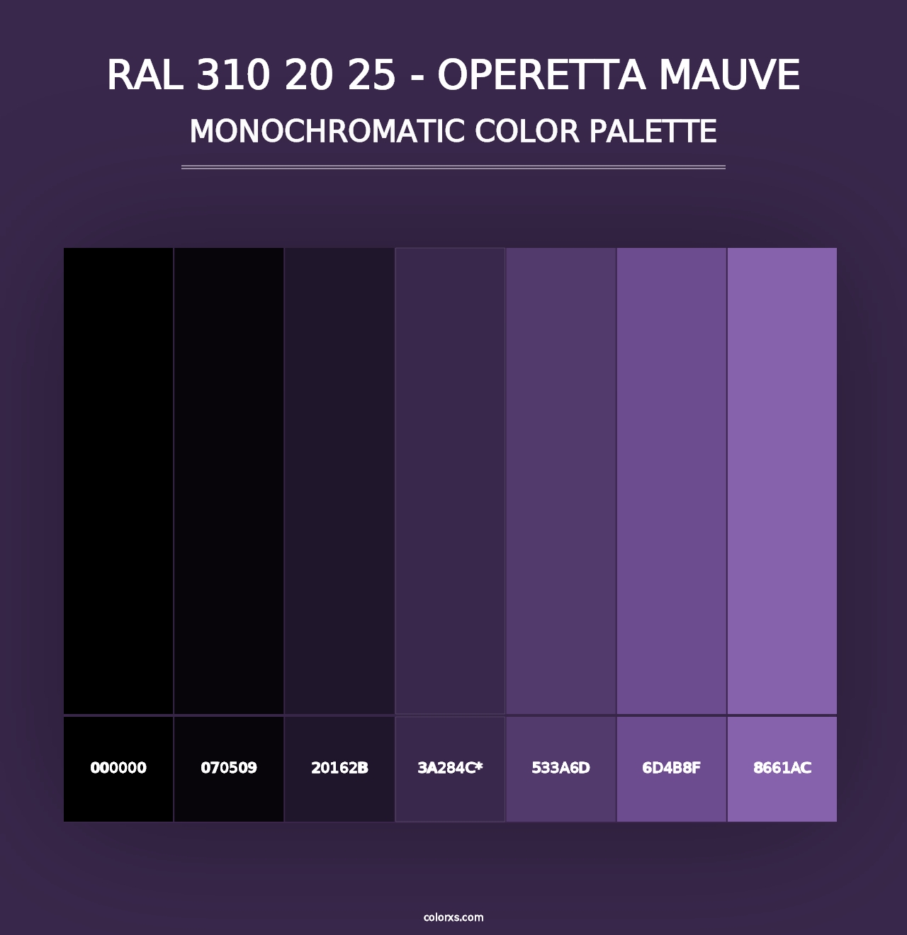 RAL 310 20 25 - Operetta Mauve - Monochromatic Color Palette