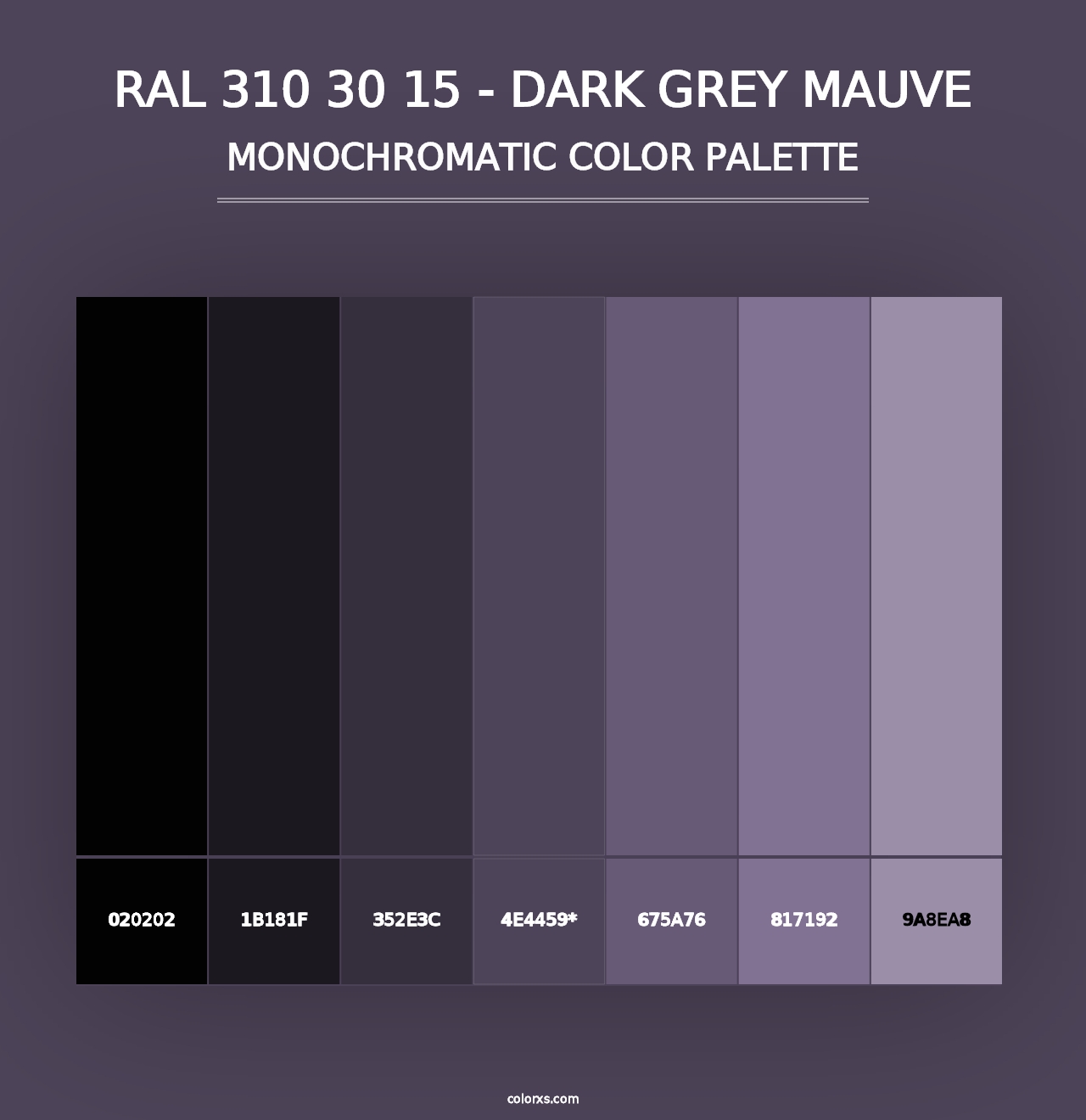 RAL 310 30 15 - Dark Grey Mauve - Monochromatic Color Palette