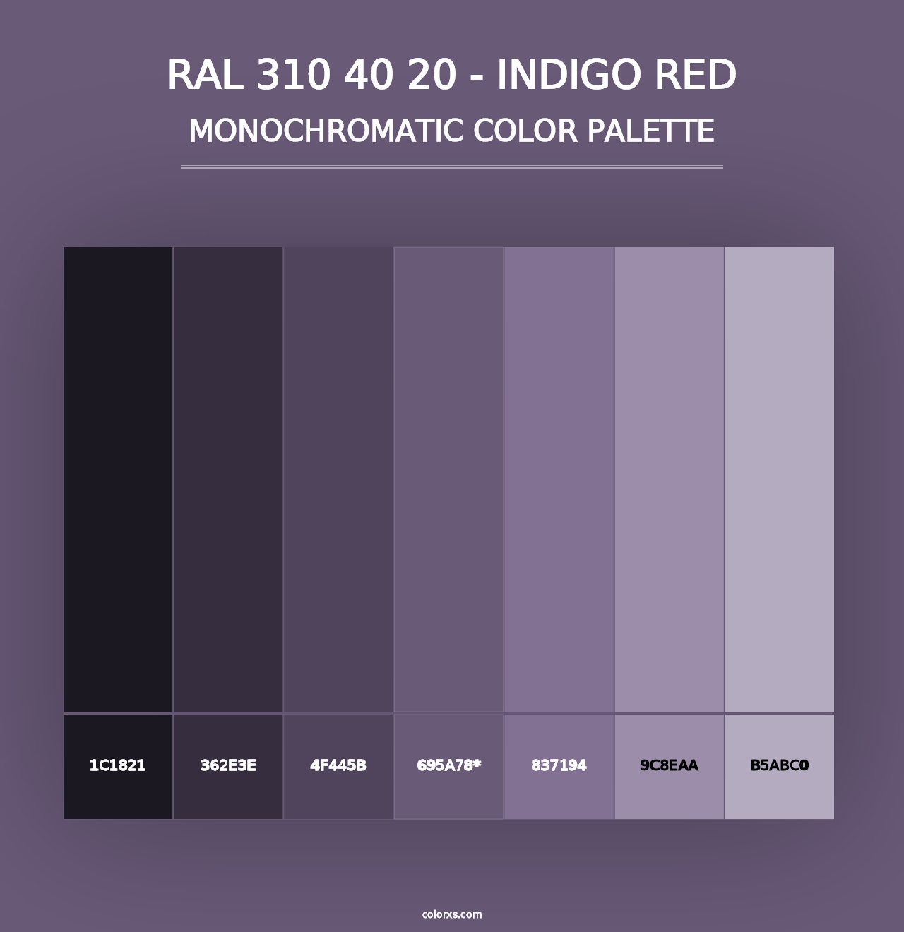 RAL 310 40 20 - Indigo Red - Monochromatic Color Palette