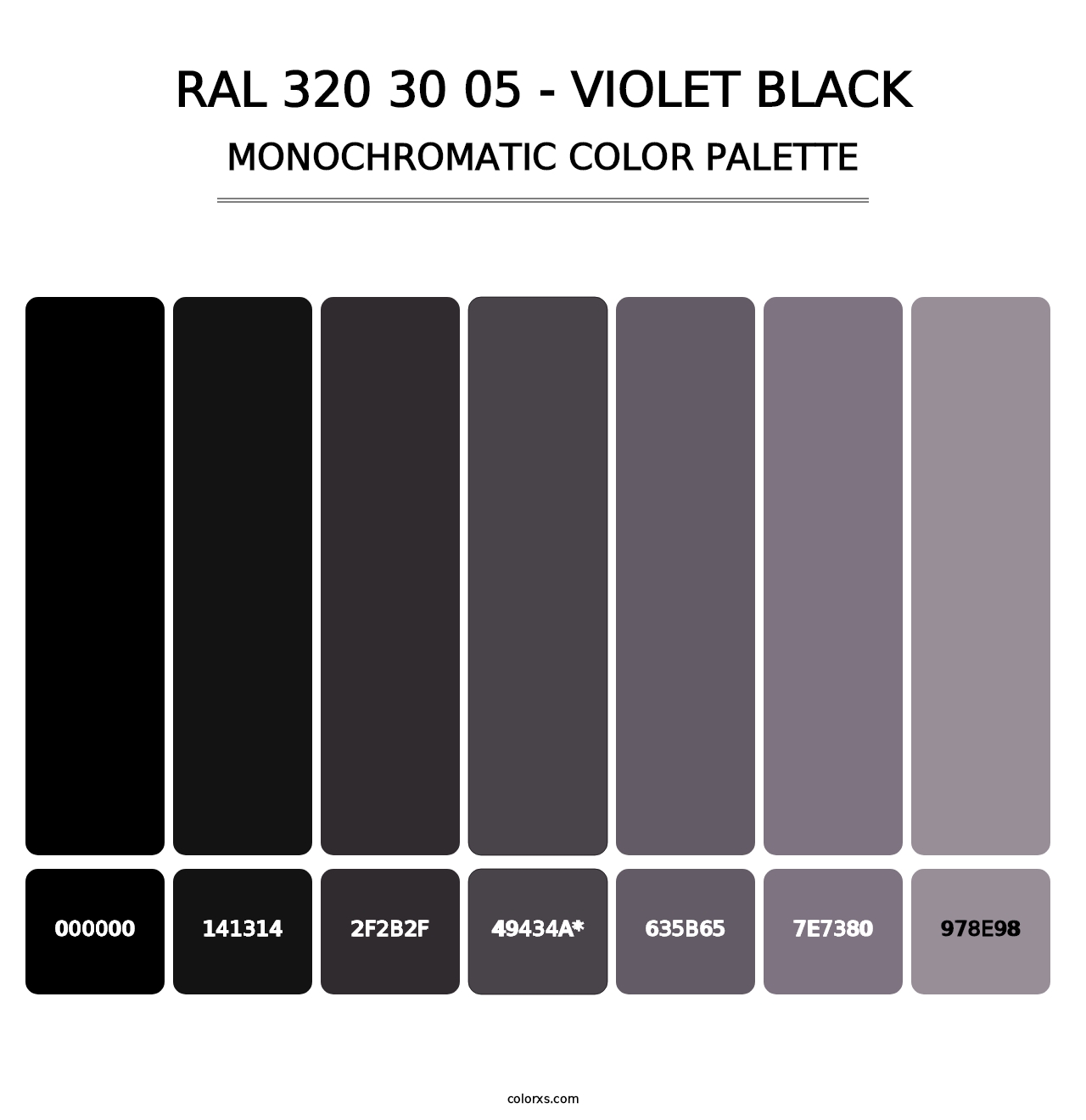 RAL 320 30 05 - Violet Black - Monochromatic Color Palette