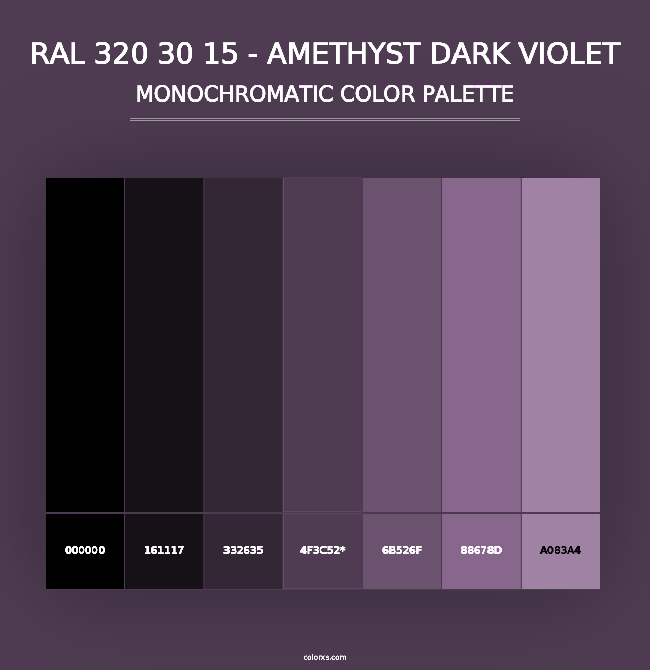 RAL 320 30 15 - Amethyst Dark Violet - Monochromatic Color Palette