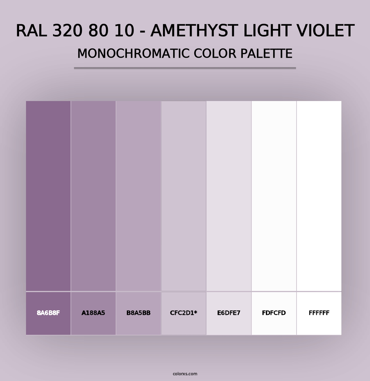 RAL 320 80 10 - Amethyst Light Violet - Monochromatic Color Palette