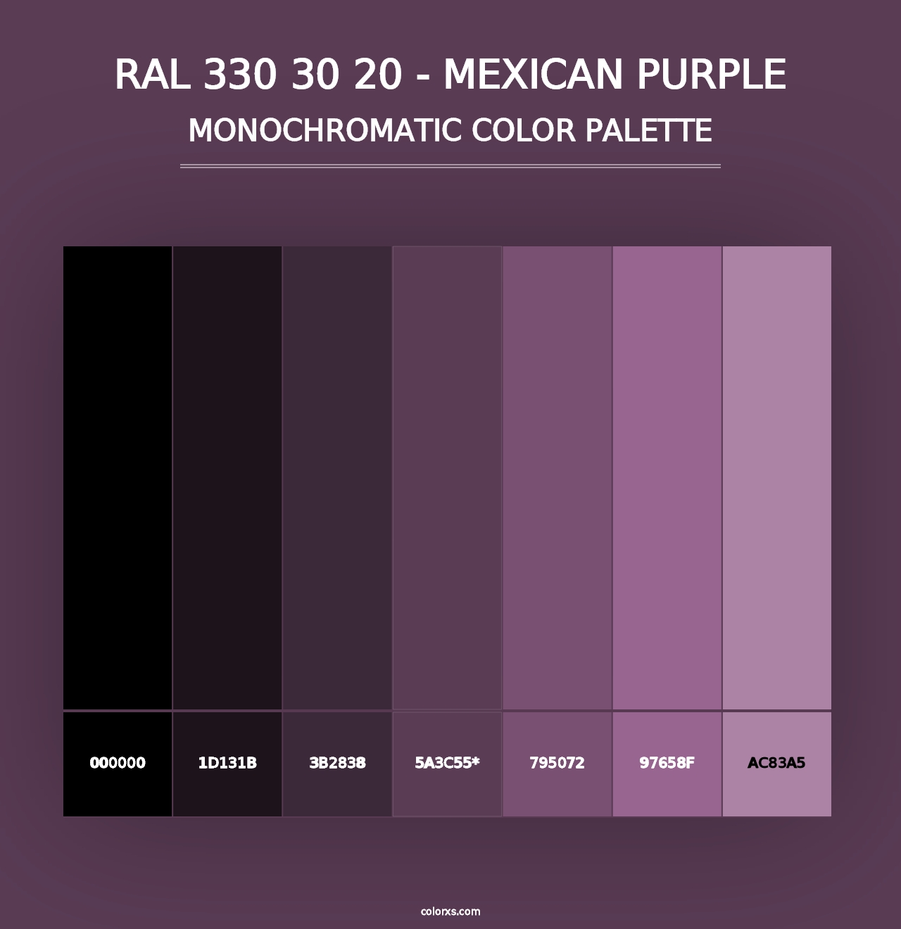 RAL 330 30 20 - Mexican Purple - Monochromatic Color Palette